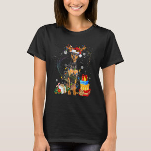 Miniature Pinscher Christmas Tree Light Pajama Dog T-Shirt