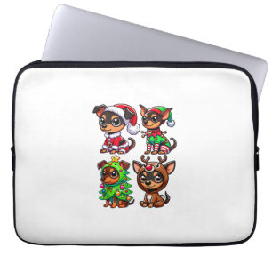 Miniature Pinscher Christmas Tree Santa Elf Costum Laptop Sleeve