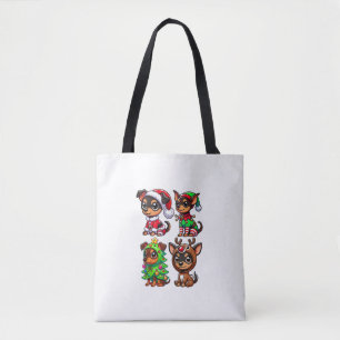 Miniature Pinscher Christmas Tree Santa Elf Costum Tote Bag