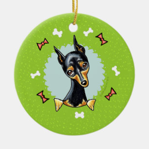Miniature Pinscher Christmas Wreath Ceramic Tree Decoration