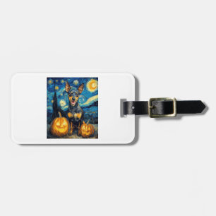 Miniature Pinscher Cute Dog Halloween Jack O Lante Luggage Tag