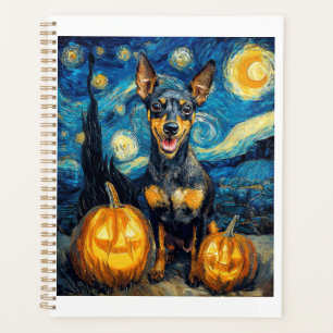 Miniature Pinscher Cute Dog Halloween Jack O Lante Planner