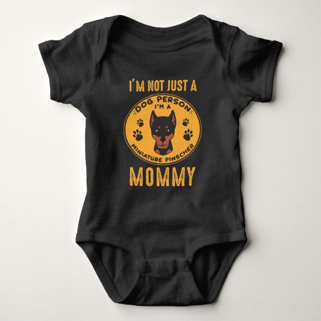 Miniature Pinscher Cute Dog Mother Doberman Puppy Baby Bodysuit (Front)
