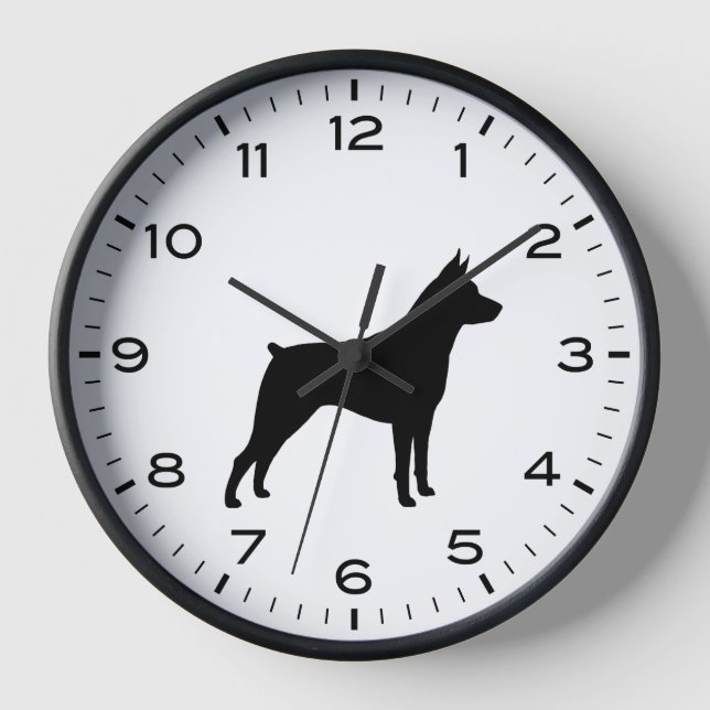 Miniature Pinscher Dog Breed Silhouette MinPin Clock (Front)