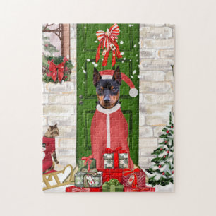 Miniature Pinscher Dog Christmas Jigsaw Puzzle