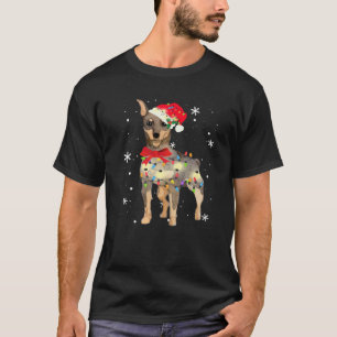 Miniature Pinscher Dog Christmas Light Xmas Mum Da T-Shirt