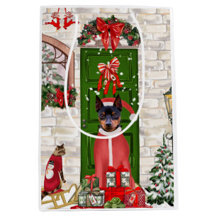 Miniature Pinscher Dog Christmas  Medium Gift Bag