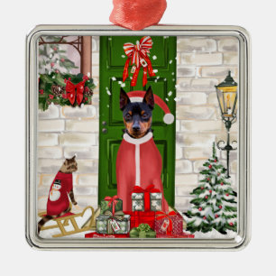 Miniature Pinscher Dog Christmas Metal Ornament