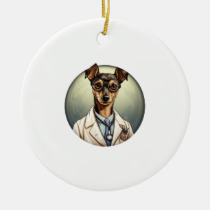 Miniature Pinscher Dog Doctor Ceramic Ornament