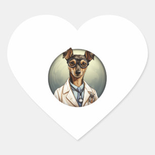 Miniature Pinscher Dog Doctor   Heart Sticker