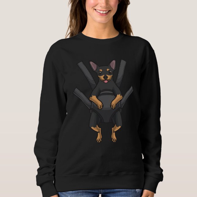 Miniature Pinscher Dog In A Carrier Sweatshirt (Front)