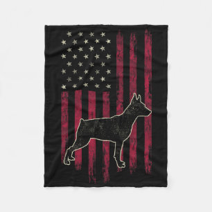 Miniature Pinscher Dog Lovers American Flag 4th Of Fleece Blanket
