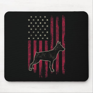Miniature Pinscher Dog Lovers American Flag 4th Of Mouse Pad