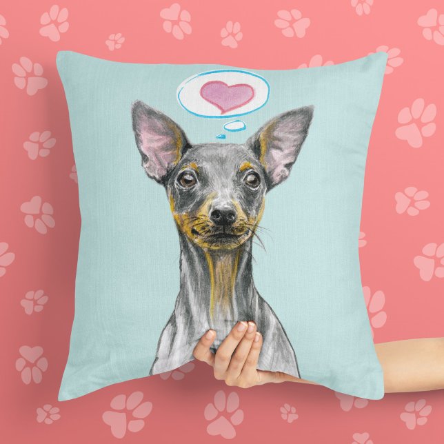 Miniature Pinscher Dog portrait Cute puppy love Cushion (Creator Uploaded)