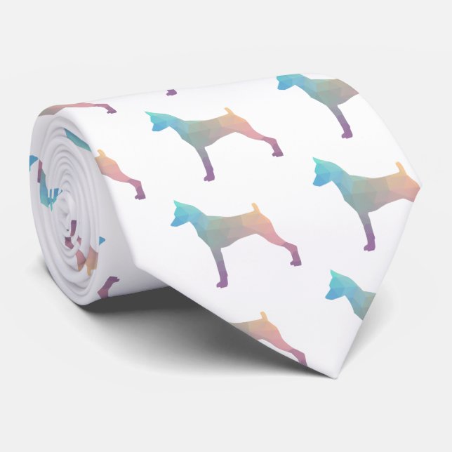 Miniature Pinscher Geometric Pattern Silhouette Tie (Rolled)