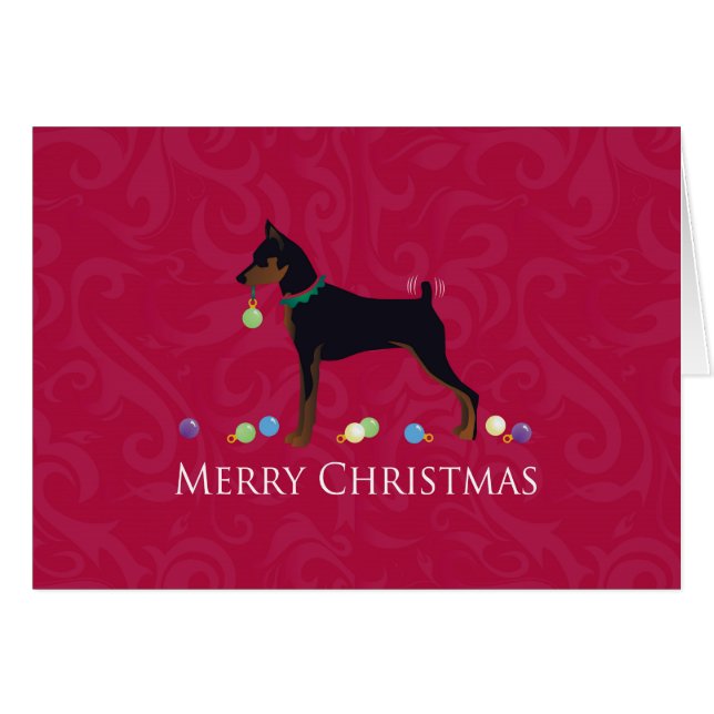 Miniature Pinscher Greetings Holiday Card (Front Horizontal)