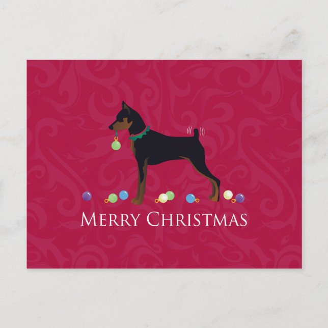 Miniature Pinscher Greetings Holiday Postcard (Front)