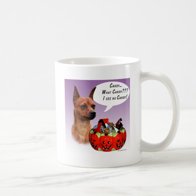 Miniature Pinscher Halloween Candy Coffee Mug (Right)