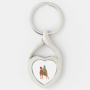 Miniature Pinscher in Santa Hat Key Ring