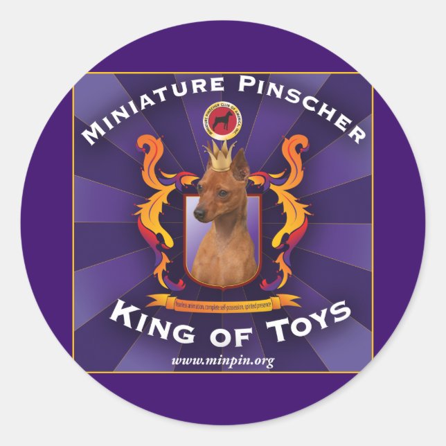 Miniature Pinscher, King of Toys Classic Round Sticker (Front)