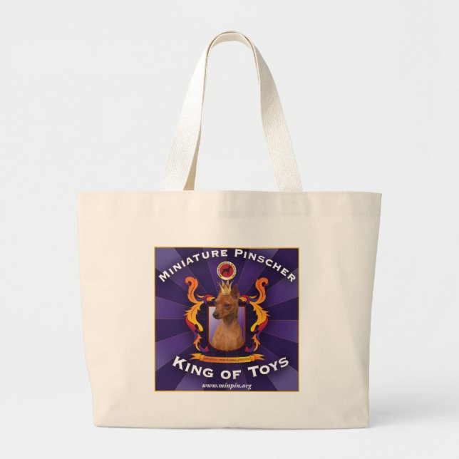 Miniature Pinscher, King of Toys Large Tote Bag (Front)