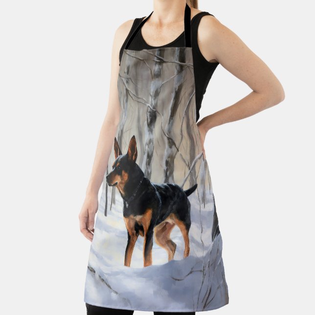 Miniature Pinscher Let It Snow Christmas Apron (Insitu)