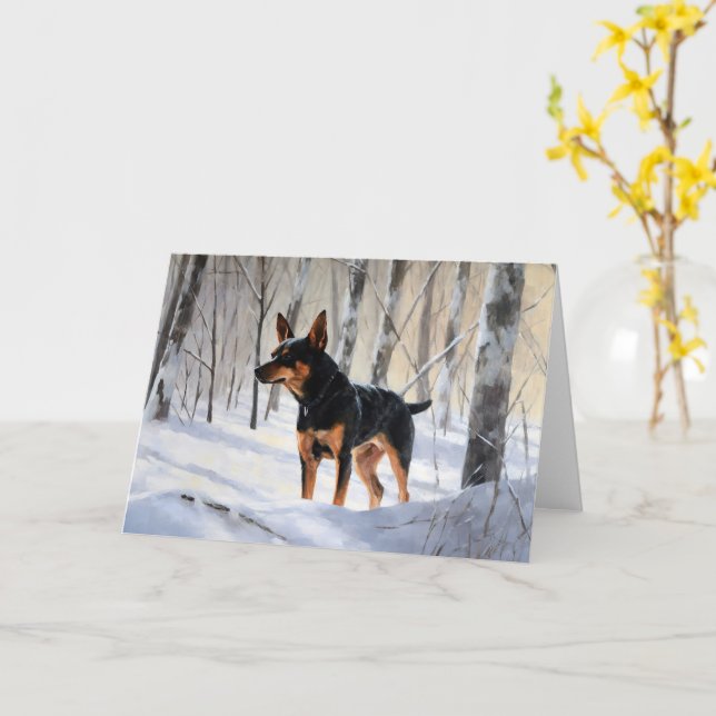 Miniature Pinscher Let It Snow Christmas Card (Yellow Flower)