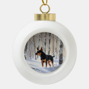 Miniature Pinscher Let It Snow Christmas Ceramic Ball Christmas Ornament