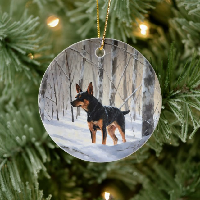 Miniature Pinscher Let It Snow Christmas Ceramic Ornament (Tree)