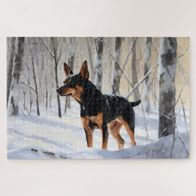 Miniature Pinscher Let It Snow Christmas Jigsaw Puzzle (Horizontal)