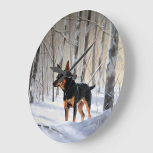 Miniature Pinscher Let It Snow Christmas Large Clock