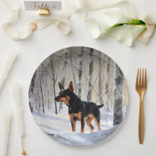 Miniature Pinscher Let It Snow Christmas Paper Plate