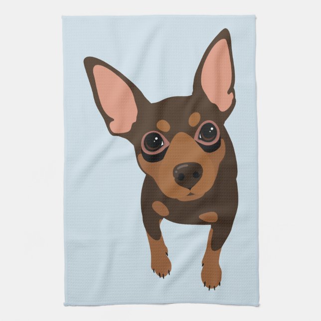 Miniature Pinscher Min Pin Dog Portrait Towel (Vertical)