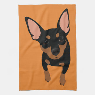 Miniature Pinscher Min Pin Dog Portrait Towel