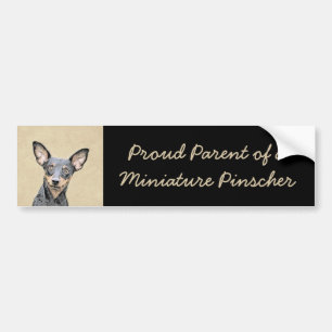 Miniature Pinscher Painting - Cute Original Dog Ar Bumper Sticker