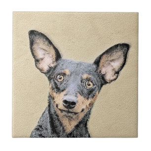 Miniature Pinscher Painting - Cute Original Dog Ar Ceramic Tile