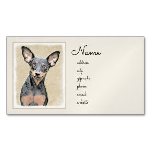 Miniature Pinscher Painting - Cute Original Dog Ar Magnetic Business Card