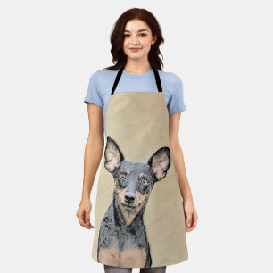 Miniature Pinscher Painting Cute Original Dog Art Apron