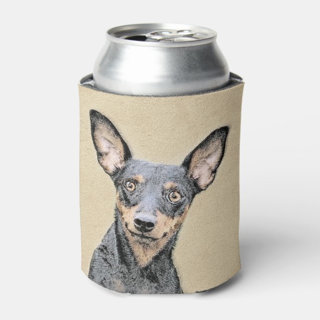 Miniature Pinscher Painting Cute Original Dog Art Can Cooler (Can Front)