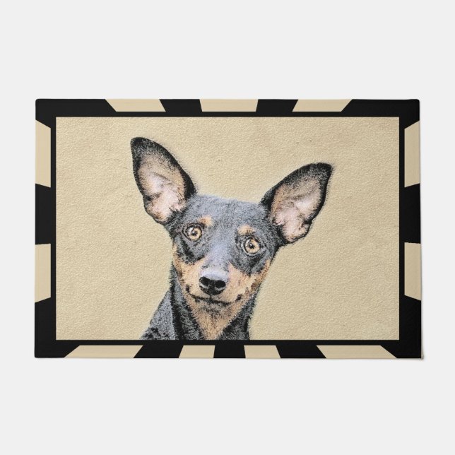Miniature Pinscher Painting Cute Original Dog Art Doormat (Front)