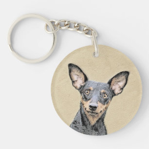 Miniature Pinscher Painting Cute Original Dog Art Key Ring