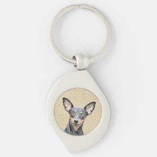 Miniature Pinscher Painting Cute Original Dog Art Key Ring