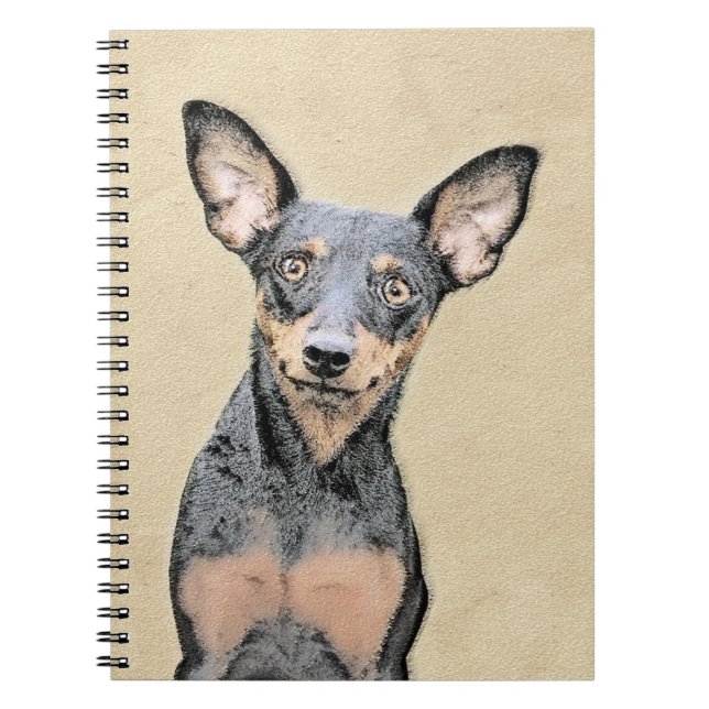 Miniature Pinscher Painting Cute Original Dog Art Notebook (Front)