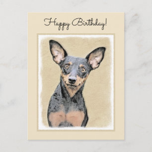 Miniature Pinscher Painting Cute Original Dog Art Postcard
