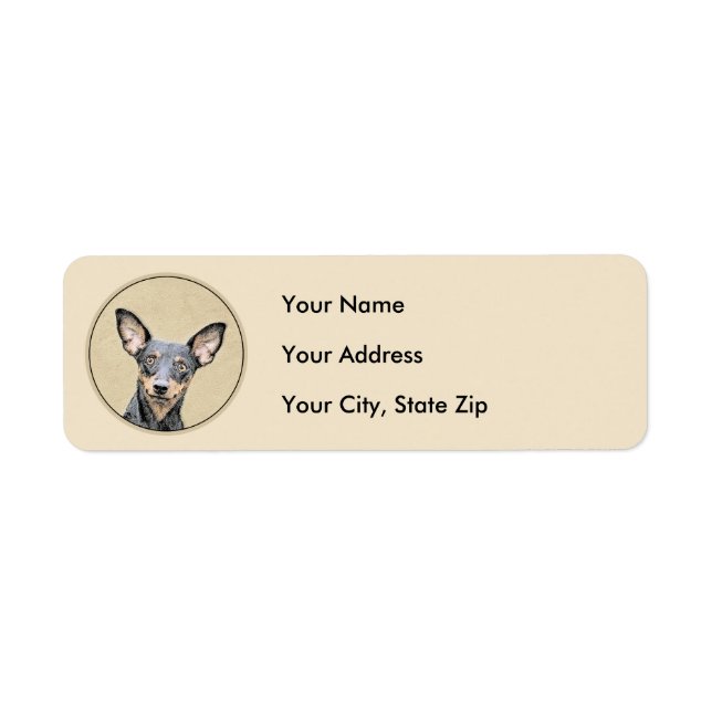 Miniature Pinscher Painting Cute Original Dog Art Return Address Label (Front)