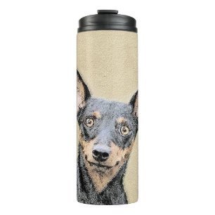 Miniature Pinscher Painting Cute Original Dog Art Thermal Tumbler