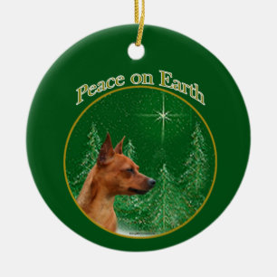 Miniature Pinscher Peace Ceramic Ornament