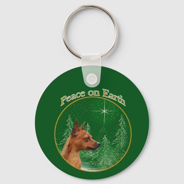 Miniature Pinscher Peace Key Ring (Front)