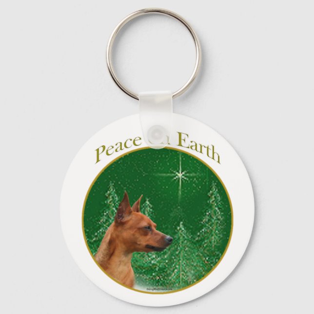 Miniature Pinscher Peace Key Ring (Front)