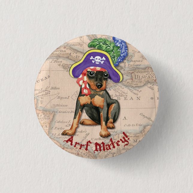 Miniature Pinscher Pirate 3 Cm Round Badge (Front)